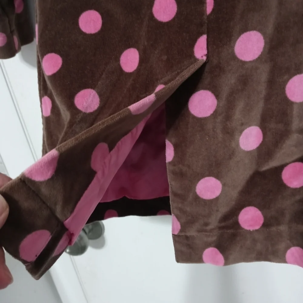 Mini Boden girls 4-5yr Brown/Pink Velour Double Breasted Long Sleeve Dress Coat